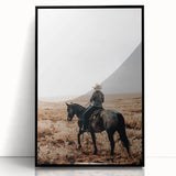 Farmhouse Wall Art - Cowboy Riding Horse Rustic Country Style Decor