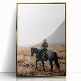 Farmhouse Wall Art - Cowboy Riding Horse Rustic Country Style Decor
