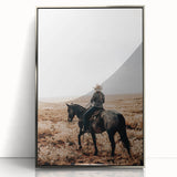 Farmhouse Wall Art - Cowboy Riding Horse Rustic Country Style Decor