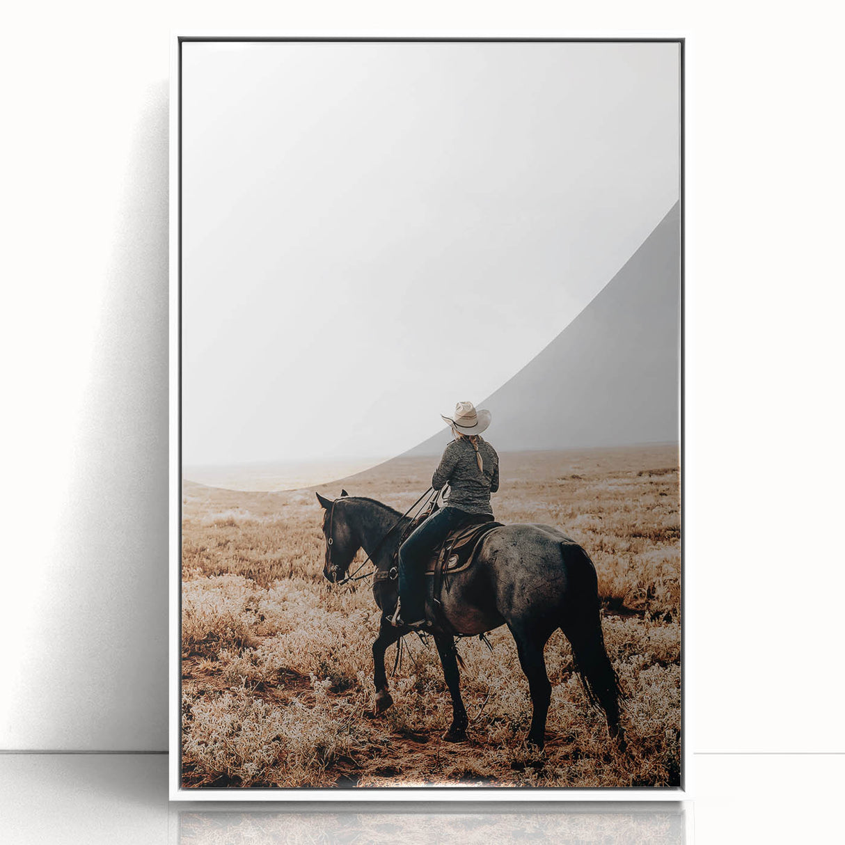 Farmhouse Wall Art - Cowboy Riding Horse Rustic Country Style Decor