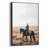 Farmhouse Wall Art - Cowboy Riding Horse Rustic Country Style Decor
