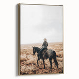 Farmhouse Wall Art - Cowboy Riding Horse Rustic Country Style Decor