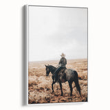 Farmhouse Wall Art - Cowboy Riding Horse Rustic Country Style Decor