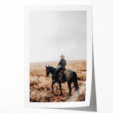 Farmhouse Wall Art - Cowboy Riding Horse Rustic Country Style Decor