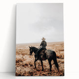 Farmhouse Wall Art - Cowboy Riding Horse Rustic Country Style Decor
