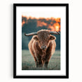 Farmhouse Wall Art - Highland Cow at Sunset Rustic Country Style Decor