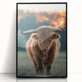 Farmhouse Wall Art - Highland Cow at Sunset Rustic Country Style Decor