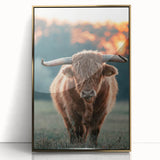 Farmhouse Wall Art - Highland Cow at Sunset Rustic Country Style Decor
