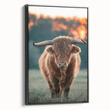 Farmhouse Wall Art - Highland Cow at Sunset Rustic Country Style Decor