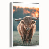 Farmhouse Wall Art - Highland Cow at Sunset Rustic Country Style Decor