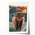 Farmhouse Wall Art - Highland Cow at Sunset Rustic Country Style Decor