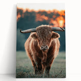 Farmhouse Wall Art - Highland Cow at Sunset Rustic Country Style Decor