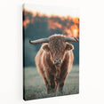 Farmhouse Wall Art - Highland Cow at Sunset Rustic Country Style Decor