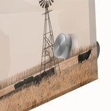 Farmhouse Wall Art: Windmill & Cattle Scene - Rustic Country Decor