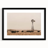 Farmhouse Wall Art: Windmill & Cattle Scene - Rustic Country Decor