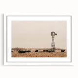 Farmhouse Wall Art: Windmill & Cattle Scene - Rustic Country Decor