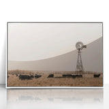 Farmhouse Wall Art: Windmill & Cattle Scene - Rustic Country Decor