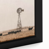 Farmhouse Wall Art: Windmill & Cattle Scene - Rustic Country Decor