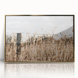Farmhouse Wall Art: Rustic Fence in Wheat Field - Country Style Decor
