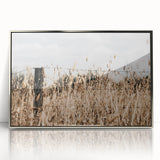 Farmhouse Wall Art: Rustic Fence in Wheat Field - Country Style Decor