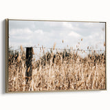Farmhouse Wall Art: Rustic Fence in Wheat Field - Country Style Decor