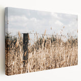 Farmhouse Wall Art: Rustic Fence in Wheat Field - Country Style Decor