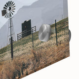 Farmhouse Wall Art: Windmill and Mountains - Rustic Country Decor