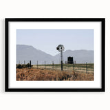 Farmhouse Wall Art: Windmill and Mountains - Rustic Country Decor