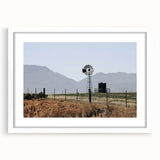 Farmhouse Wall Art: Windmill and Mountains - Rustic Country Decor