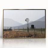 Farmhouse Wall Art: Windmill and Mountains - Rustic Country Decor