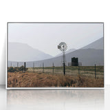 Farmhouse Wall Art: Windmill and Mountains - Rustic Country Decor