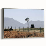 Farmhouse Wall Art: Windmill and Mountains - Rustic Country Decor