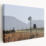 Farmhouse Wall Art: Windmill and Mountains - Rustic Country Decor