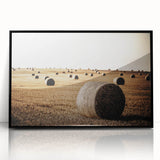 Farmhouse Wall Art: Hay Bales in Field - Rustic Country Decor