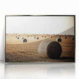 Farmhouse Wall Art: Hay Bales in Field - Rustic Country Decor