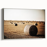 Farmhouse Wall Art: Hay Bales in Field - Rustic Country Decor