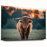 Farmhouse Wall Art: Highland Cow at Sunset - Rustic Country Decor