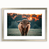Farmhouse Wall Art: Highland Cow at Sunset - Rustic Country Decor