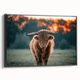 Farmhouse Wall Art: Highland Cow at Sunset - Rustic Country Decor