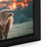 Farmhouse Wall Art: Highland Cow at Sunset - Rustic Country Decor