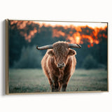Farmhouse Wall Art: Highland Cow at Sunset - Rustic Country Decor