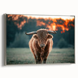 Farmhouse Wall Art: Highland Cow at Sunset - Rustic Country Decor
