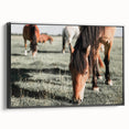 Farmhouse Wall Art: Horses Grazing in Field - Rustic Country Decor