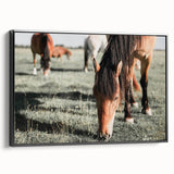 Farmhouse Wall Art: Horses Grazing in Field - Rustic Country Decor