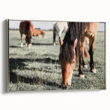Farmhouse Wall Art: Horses Grazing in Field - Rustic Country Decor