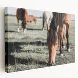 Farmhouse Wall Art: Horses Grazing in Field - Rustic Country Decor