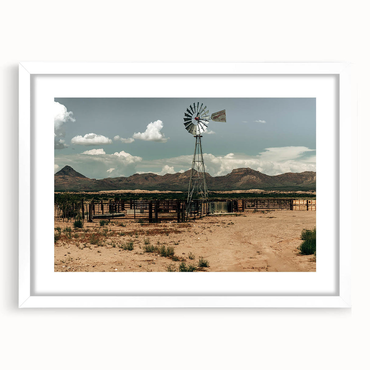Desert Windmill Farmhouse Wall Art – Rustic Country Style Decor Print