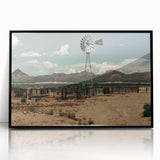 Desert Windmill Farmhouse Wall Art – Rustic Country Style Decor Print