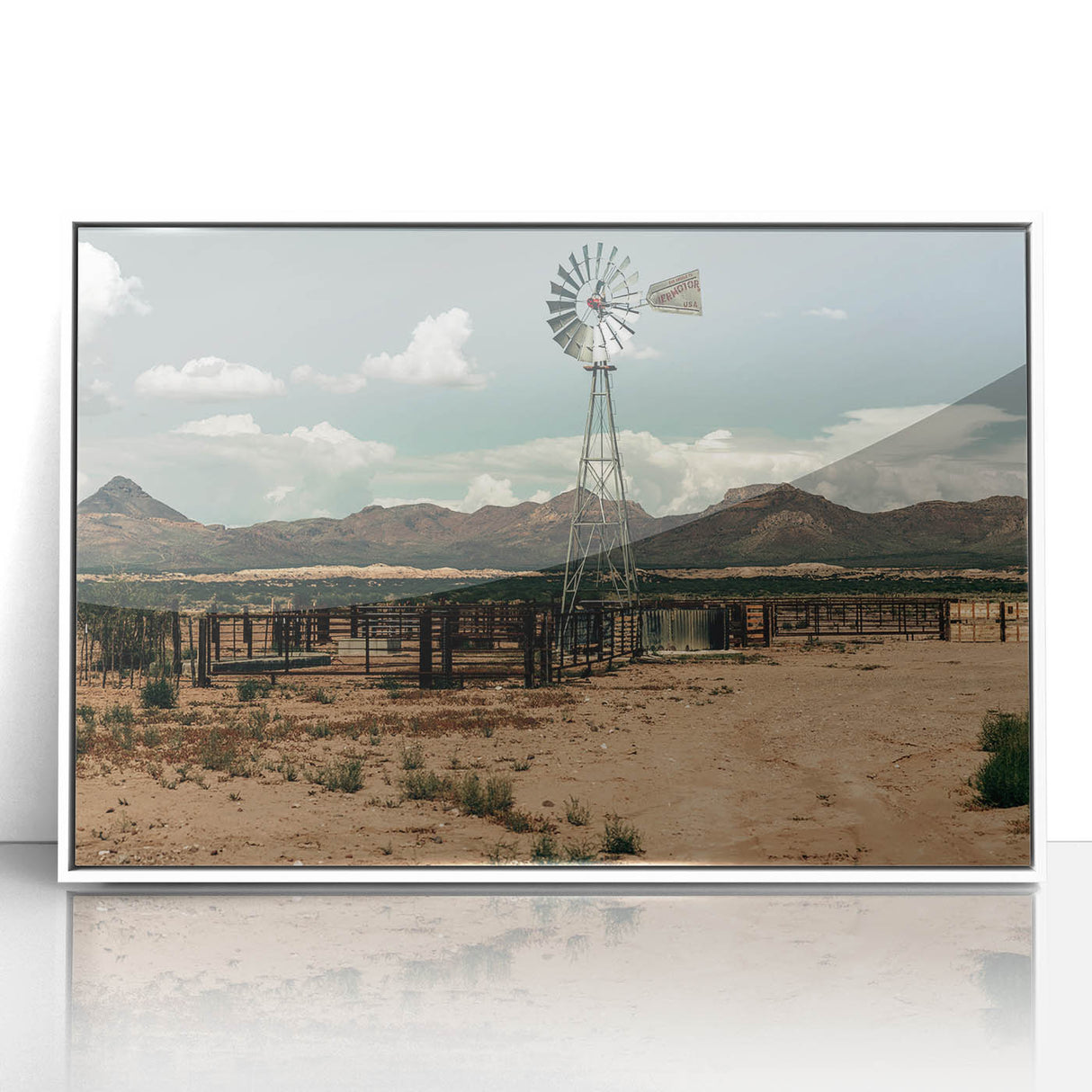 Desert Windmill Farmhouse Wall Art – Rustic Country Style Decor Print