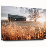 Abandoned Farmhouse at Sunset Wall Art – Rustic Country Decor Print